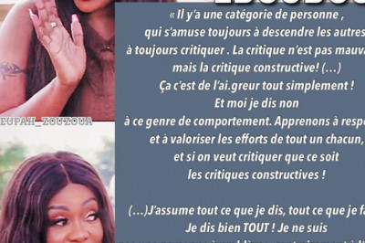 Mani Bella: « il y’a une catégorie de personne qui s’atèle , qui s’amuse toujours à descendre les autres, à toujours critiquer ».